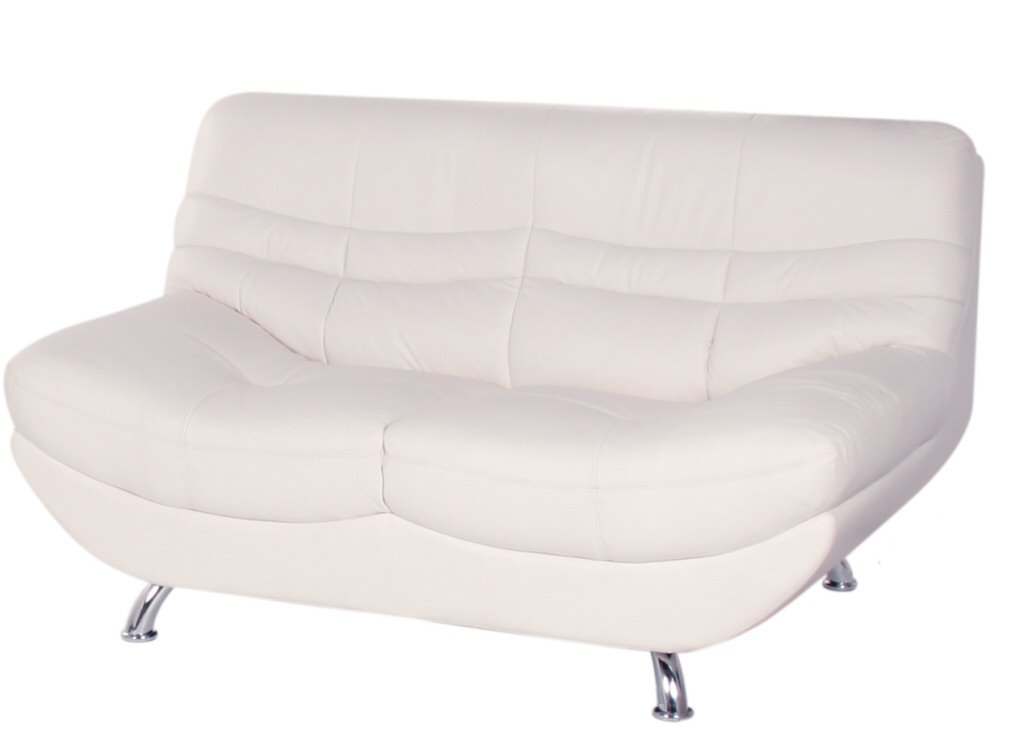 Carmen Leather Settee 2 Seater White - Click Image to Close